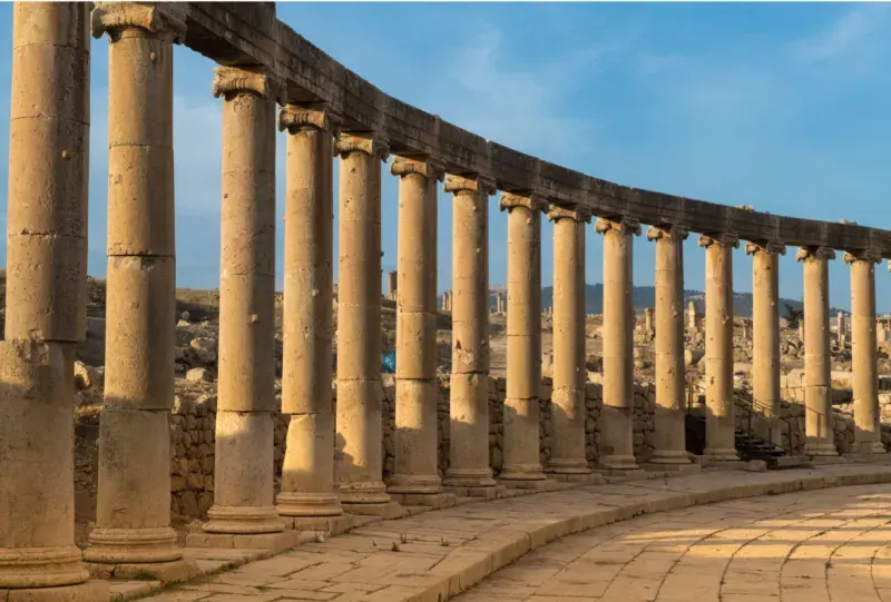 Walk along the Colonnaded Street during your Jordan tour